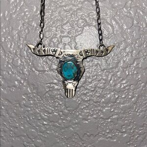 Sterling Silver and Turquoise Steer Necklace